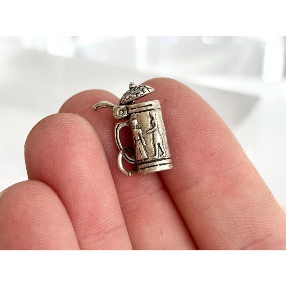 German Stein Mug Craft Beer Lidded Teeny Tiny Figural Vintage Pendant | Charm - Picture 6 of 11